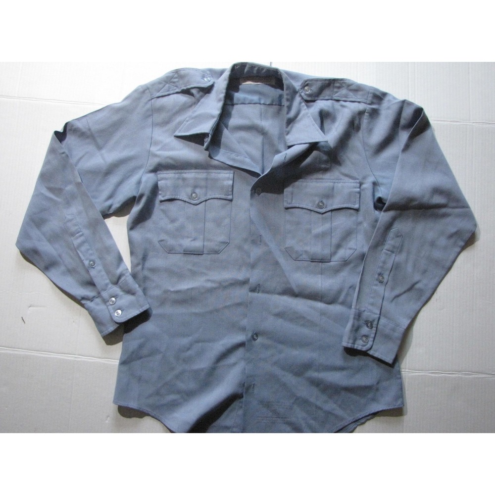 Flying Cross Shirt Mens Large Blue Deluxe Tropical Uniform Work Button Front